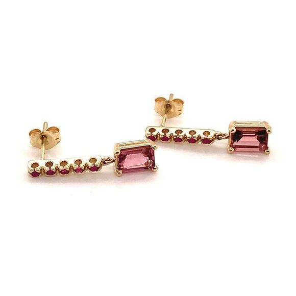 Rubellite Tourmaline Ruby Earrings 14k Gold 1.25 TCW Certified $3,950 018676 - Picture 11 of 13